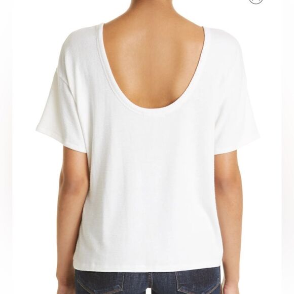 Rag and Bone The Knit Open Back Tee Shirt in White | Size M - Picture 3 of 9